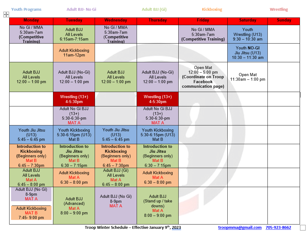 Schedule Troop MMA