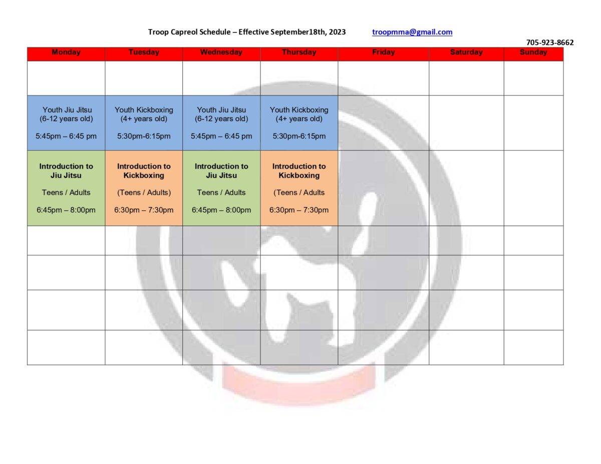 Schedule Troop MMA